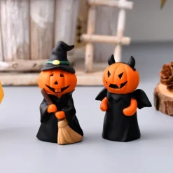 3pcs/set Halloween Pumpkin Ghost Figurine - Resin Car Dashboard Decoration, Spooky Desktop Ornament for Halloween Party & Home Decor