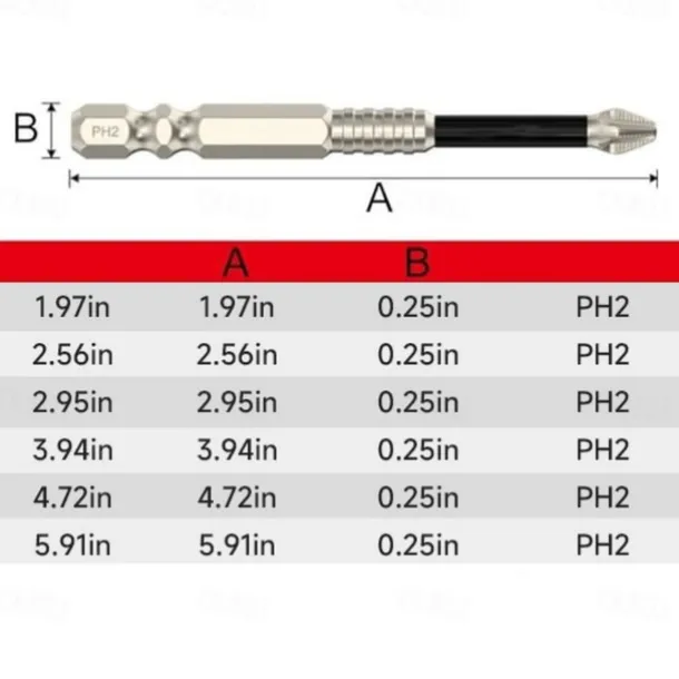 6pcs/Set High-Magnetic Screwdriver Drill Bit Set, Anti-Slip Cross Head Bits, S2 Material High-Strength PH2 Bits for Precision Screwing