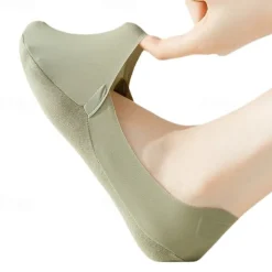 5pcs/set Ice Silk Boat Socks Women's Spring Summer Thin Non-slip Socks Cotton Bottom Socks High Heels Shallow Mouth Invisible Socks