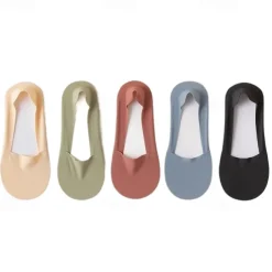 5pcs/set Ice Silk Boat Socks Women's Spring Summer Thin Non-slip Socks Cotton Bottom Socks High Heels Shallow Mouth Invisible Socks