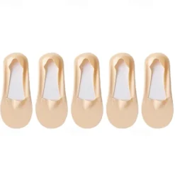 5pcs/set Ice Silk Boat Socks Women's Spring Summer Thin Non-slip Socks Cotton Bottom Socks High Heels Shallow Mouth Invisible Socks