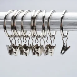10Pcs/set Openable Curtain Rings Clips Rod Clips Window Shower Clamps Bath Metal Curtain Ring Hook Retro Clothespin Pole Buckle Accessories Metal Curtain Drapery Rings with Clips & Eyelets