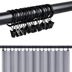 10Pcs/set Openable Curtain Rings Clips Rod Clips Window Shower Clamps Bath Metal Curtain Ring Hook Retro Clothespin Pole Buckle Accessories Metal Curtain Drapery Rings with Clips & Eyelets