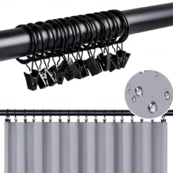 10Pcs/set Openable Curtain Rings Clips Rod Clips Window Shower Clamps Bath Metal Curtain Ring Hook Retro Clothespin Pole Buckle Accessories Metal Curtain Drapery Rings with Clips & Eyelets