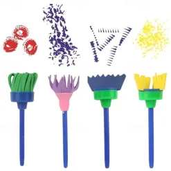 4pcs/set Painting Tools Drawing Toys Flower Stamp Sponge Brush Set Art Supplies For Kids Gift For Kids