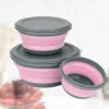 3pcs/set Silicone Folding Lunch Box With Lid Portable Picnic Camping Bowl Set Kitchen Tableware Kit Foldable Fruit Salad Bowl