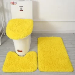 3Pcs/set Soft Solid Color Bath Mat Non-slip Non-slip Bath WC Carpets Rectangle U-shape Bathroom Toilet Rugs Floor Mat Door Mat