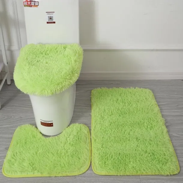 3Pcs/set Soft Solid Color Bath Mat Non-slip Non-slip Bath WC Carpets Rectangle U-shape Bathroom Toilet Rugs Floor Mat Door Mat