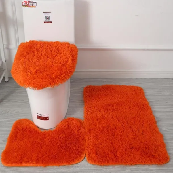 3Pcs/set Soft Solid Color Bath Mat Non-slip Non-slip Bath WC Carpets Rectangle U-shape Bathroom Toilet Rugs Floor Mat Door Mat