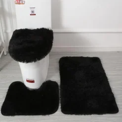 3Pcs/set Soft Solid Color Bath Mat Non-slip Non-slip Bath WC Carpets Rectangle U-shape Bathroom Toilet Rugs Floor Mat Door Mat