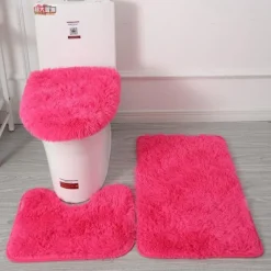 3Pcs/set Soft Solid Color Bath Mat Non-slip Non-slip Bath WC Carpets Rectangle U-shape Bathroom Toilet Rugs Floor Mat Door Mat