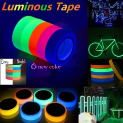 6pcs/Set UV Gaffer Fluorescent Party Tape Blacklight Reactive Glow In The Dark Tape Neon Cloth Tape Warning Stage Prop Home Decoration