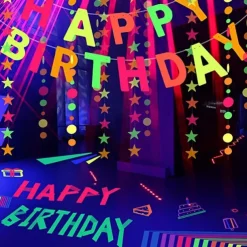 6pcs/Set UV Gaffer Fluorescent Party Tape Blacklight Reactive Glow In The Dark Tape Neon Cloth Tape Warning Stage Prop Home Decoration