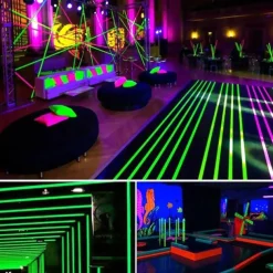 6pcs/Set UV Gaffer Fluorescent Party Tape Blacklight Reactive Glow In The Dark Tape Neon Cloth Tape Warning Stage Prop Home Decoration