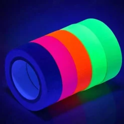 6pcs/Set UV Gaffer Fluorescent Party Tape Blacklight Reactive Glow In The Dark Tape Neon Cloth Tape Warning Stage Prop Home Decoration