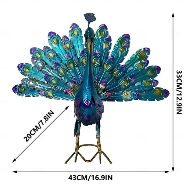 Peacock Statue Decor - 2023 Newest Metal Peacock Outdoor Beautiful Peacock Statue Garden Decor, Realistic Animal Peacock Outdoor Statue for Yard Home Art Lawn Decor