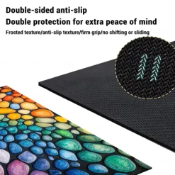 Pebble Bathroom Rug, Polyester Rectangle Door Mat, Super Absorbent, Non-Slip, Easy-to-Clean, Stain-Resistant Bath Mat