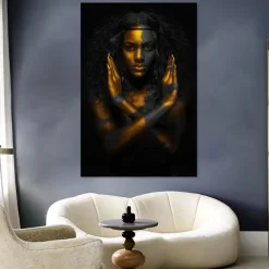 People Modern Art Prints Wall Art Abstract Painting Black Gold Canvas Prints Rolled Canvas Prints No Frame Unframed Unstretched