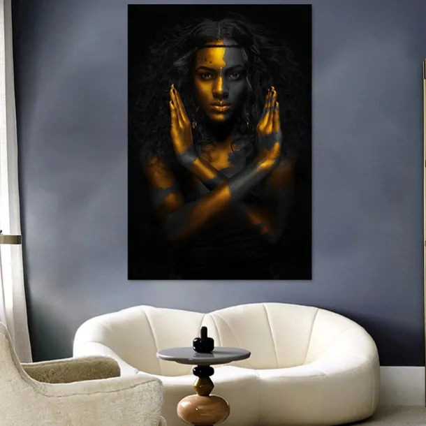 People Modern Art Prints Wall Art Abstract Painting Black Gold Canvas Prints Rolled Canvas Prints No Frame Unframed Unstretched