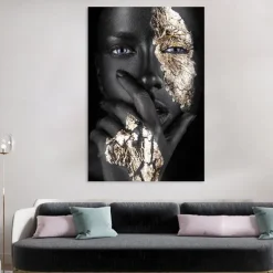 People Modern Art Prints Wall Art Abstract Painting Black Gold Canvas Prints Rolled Canvas Prints No Frame Unframed Unstretched