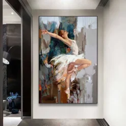People Wall Art Canvas Abstract Ballet Girl Posters and Prints Dancing Ballerina Picture for Living Room Home Decor No Frame