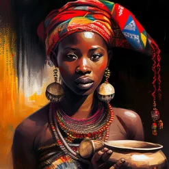 People Wall Art Canvas African Woman Prints and Posters Abstract Portrait Pictures Decorative Fabric Painting For Living Room Pictures No Frame