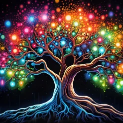 People Wall Art Canvas Colorful Tree of Life Prints and Posters Pictures Decorative Fabric Painting For Living Room Pictures No Frame