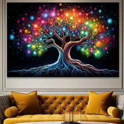 People Wall Art Canvas Colorful Tree of Life Prints and Posters Pictures Decorative Fabric Painting For Living Room Pictures No Frame