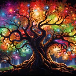 People Wall Art Canvas Colorful Tree of Life Prints and Posters Pictures Decorative Fabric Painting For Living Room Pictures No Frame