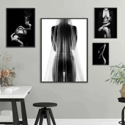 People Wall Art Canvas Sexy Nude Women Prints Painting Artwork Picture Cigarett Red Wine Figure Home Decoration Décor Rolled Canvas No Frame Unframed