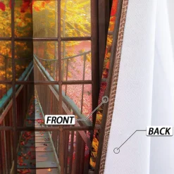 Perforated Blackout Curtains Window Forest Beautiful Scenery Insulation Outdoor Balcony Rest Living Room Home Decoration 2-piece Set 3D Digital Printing