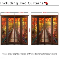 Perforated Blackout Curtains Window Forest Beautiful Scenery Insulation Outdoor Balcony Rest Living Room Home Decoration 2-piece Set 3D Digital Printing