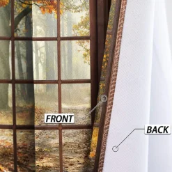 Perforated Blackout Curtains Window Forest Beautiful Scenery Insulation Outdoor Balcony Rest Living Room Home Decoration 2-piece Set 3D Digital Printing