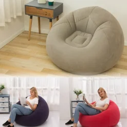 1-Person Outdoor Inflatable Sofa Lounge Chair - Self-Inflating Portable Camping Chair with Carry Bag, Durable Semi-Rectangular Design for Backyard, Picnic, Beach & Relaxation, Picnic Furniture