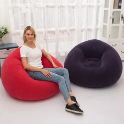 1-Person Outdoor Inflatable Sofa Lounge Chair - Self-Inflating Portable Camping Chair with Carry Bag, Durable Semi-Rectangular Design for Backyard, Picnic, Beach & Relaxation, Picnic Furniture