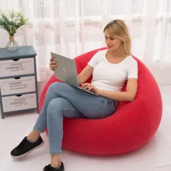 1-Person Outdoor Inflatable Sofa Lounge Chair - Self-Inflating Portable Camping Chair with Carry Bag, Durable Semi-Rectangular Design for Backyard, Picnic, Beach & Relaxation, Picnic Furniture