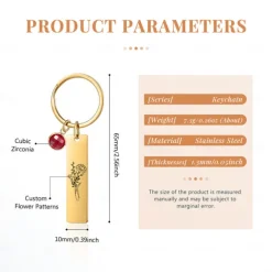 Personalized Birthstone Keychain Custom Best Gift for Mom - Birthflower Stainless Steel Pendant, Custom Wedding Gift for Couple, Gift for Women, Friends, or Lover