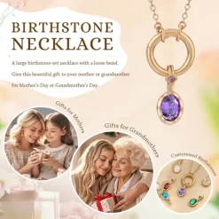 Personalized Birthstone Necklace Custom Best Gift for Mom – Jewelry for Women, Ideal Gift for Mother's Day, Valentine's Day, Anniversary, or Birthday