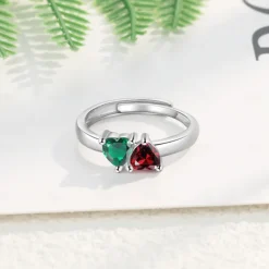 Personalized Birthstone Open Ring Custom Best Gift for Mom - Durable and Lustrous Birthstone, Unique Jewelry for Mom, Wife, or Daughter