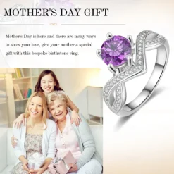 Personalized Birthstone Ring Custom Best Gift for Mom – Jewelry for Women, Perfect for Mother's Day, Valentine's Day, Anniversary, or Birthday