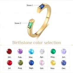 Personalized Birthstone Ring Custom Best Gift for Mom - Engraved Jewelry for Women, Gift for Mother's Day, Women's Day, Valentine's Day, Anniversary, Christmas, Birthday