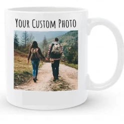 Personalized Coffee Mug Custom Picture Text or Logo Ceramic Mug Custom Wedding Gift for Couple Customizable 11 Oz Tea Cup White - Black