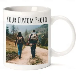 Personalized Coffee Mug Custom Picture Text or Logo Ceramic Mug Custom Wedding Gift for Couple Customizable 11 Oz Tea Cup White - Black