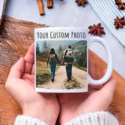 Personalized Coffee Mug Custom Picture Text or Logo Ceramic Mug Custom Wedding Gift for Couple Customizable 11 Oz Tea Cup White - Black