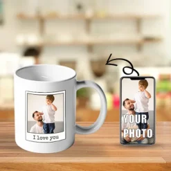 Personalized Couple Photo Mug Custom Best Gift for Dad, 11oz Wedding Gift Ceramic Coffee Cup for Family, Husband, Birthday, Christmas, Anniversary