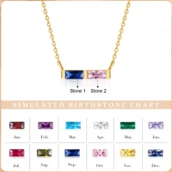 Personalized Custom Birthstone Necklace Custom Best Gift for Mom Jewelry with Unique Birthstone for Wife or Partner