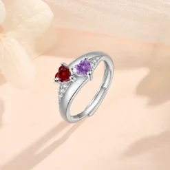 Personalized Custom Birthstone Open Ring Custom Best Gift for Mom – Unique Jewelry for Mother's Day, Valentine's Day, or Anniversaries