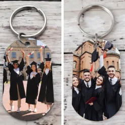Personalized Graduation Gift Keychain Double-Sided Photo Keychain Custom Wedding Gift for Couple Stainless Steel Pendant Ornament Gift for Boyfriend Girlfriend Pet Memorial