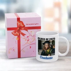 Personalized Graduation Gift Mug,Class of 2025 Custom Photo Coffee Cup, Graduate Gift for Him or Her, Congrats Graduation Party Favor, 11oz Ceramic Keepsake Cup