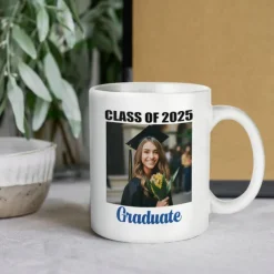 Personalized Graduation Gift Mug,Class of 2025 Custom Photo Coffee Cup, Graduate Gift for Him or Her, Congrats Graduation Party Favor, 11oz Ceramic Keepsake Cup